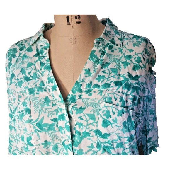 Maeve Anthropologie Islet Floral pockets button down shirt top blouse - Picture 3 of 11